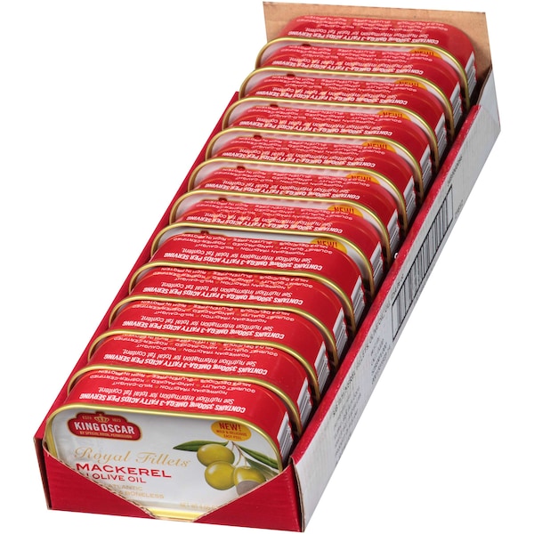 King Oscar Royal Fillet Skinless/Boneless Mackerel In Olive Oil 4.05 oz., PK12 10034800600952 - main